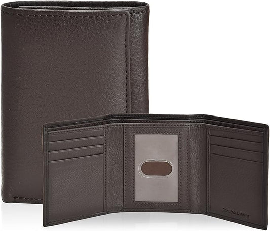Real Leather Mens Trifold Wallet RFID Blocking Slim Minimalist Front Pocket - Thin & Stylish with ID Window in Gift Box