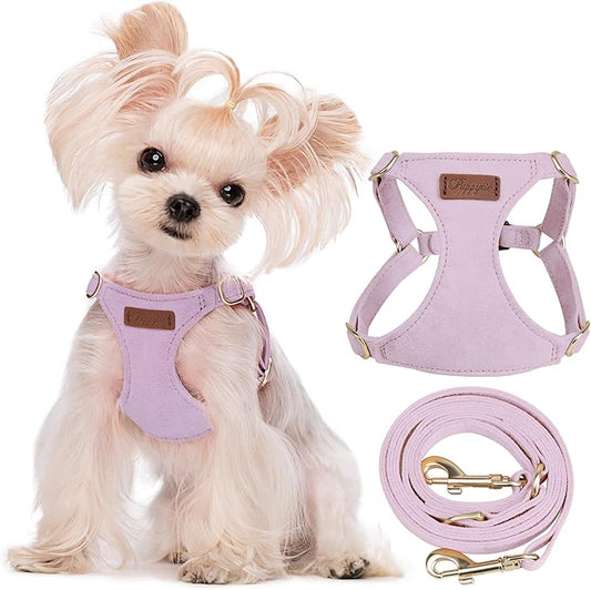 Puppytie No Pull xs Dog Harness with Multifunction Dog Leash,Soft Adjustable No Choke Escape Proof Pet Harness Vest,Light Purple,XS