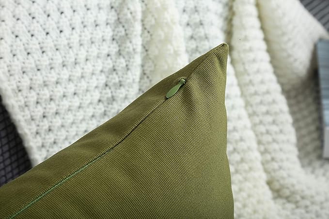 TangDepot Handmade Decorative Solid 100% Cotton Canvas Throw Pillow Covers/Pillow Shams, (28"x28", Olive Green)
