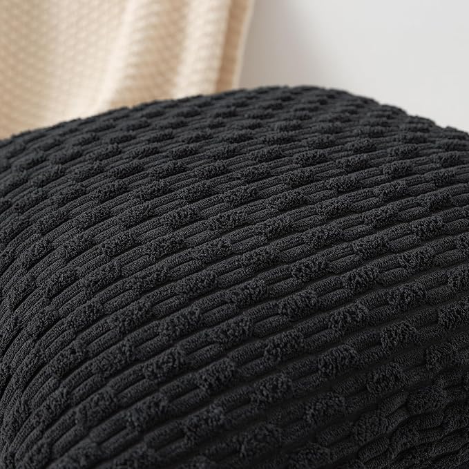 Kevin Textile Rectangle Throw Pillow Covers Ultra Soft Striped Corduroy Solid Cushion Covers Oblong Throw Pillowcases for Lumbar 12 x 20 inch Black
