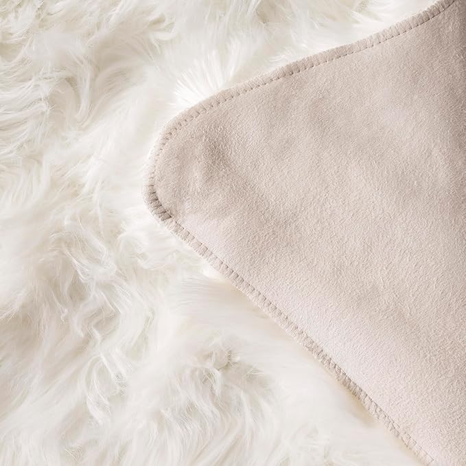 SAFAVIEH Faux Sheep Skin Collection 6' x 9' Ivory FSS115A Silken Glam 2.35-inch Thick Area Rug