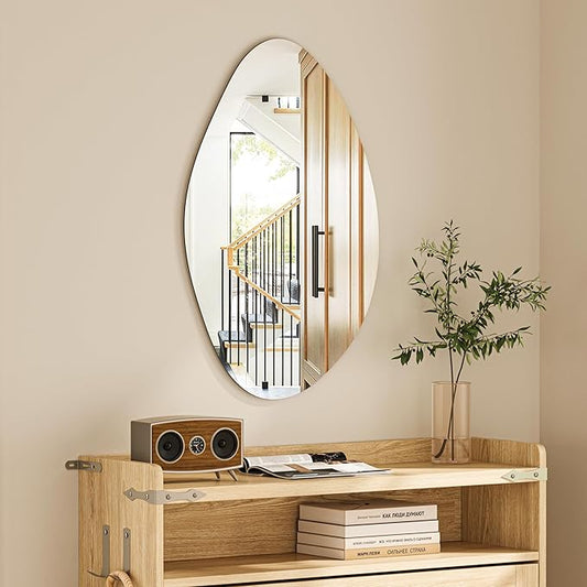 Hasipu Irregular Wall Mirror - 27"x18" Asymmetrical Frameless Mirror, Modern Decorative Mirrors for Living Room, Entryway, Hallway, Bathroom, Bedroom,Wall Mounted Home Decor