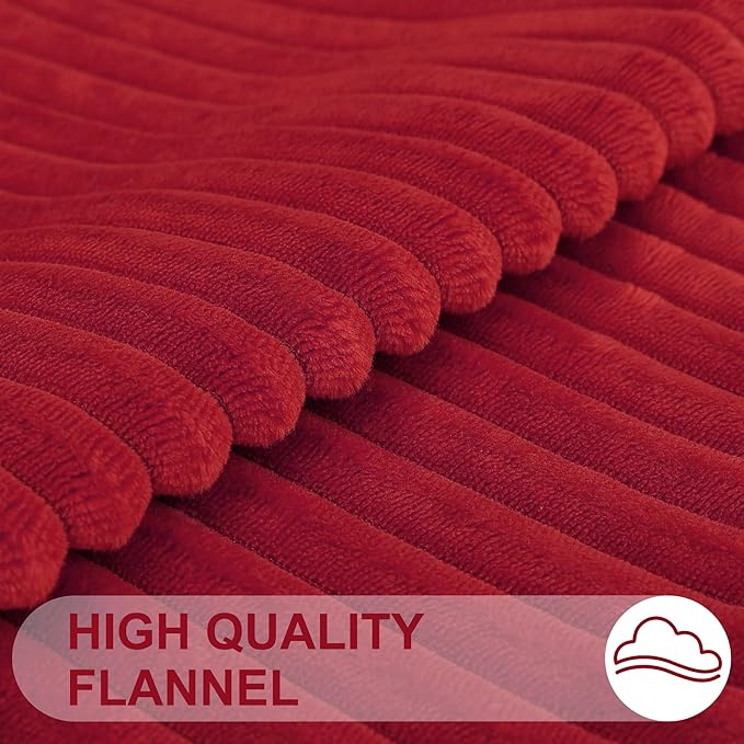 Simmore Decorative Throw Pillow Covers 18x18 Set of 2, Soft Natural Plush Flannel Double-Sided Fluffy Couch Pillow Covers for Sofa Living Room, Red