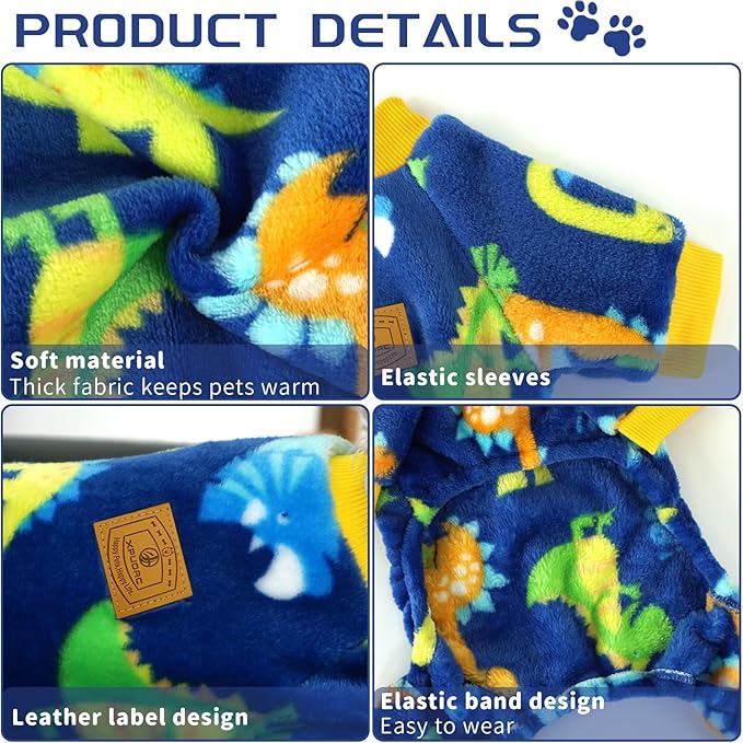 XPUDAC Dog Pajamas Fleece Dog Sweaters for Small Medium Dogs Girl Boy Soft Warm Winter Pet Clothes for Doggie Winter Christmas(Small)