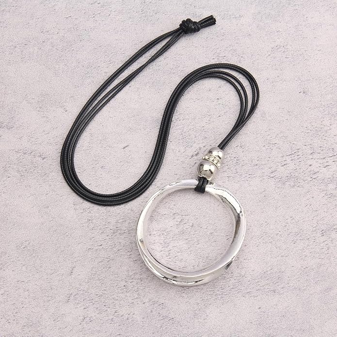 Leather Necklace for Women Boho Choker Necklace Long Cord Leather Pendant Bohemian Neckalce Vintage Alloy Pendant Leather Rope Necklace Wooden Necklaces for Women