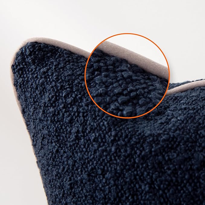 Amazon Basics Boucle Throw Pillow Covers for Couch, Living Room, Home Decor with Hidden Zipper, Blue, 22×22in, Pack of 2