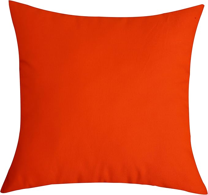 TangDepot Handmade Decorative Solid 100% Cotton Canvas Throw Pillow Covers/Pillow Shams, (20" x20" , Deep Orange, 1 Count (Pack of 1))