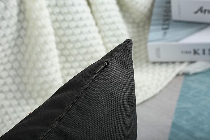 TangDepot Handmade Decorative Solid 100% Cotton Canvas Throw Pillow Covers/Pillow Shams, (12"x18", Charcoal Gray)