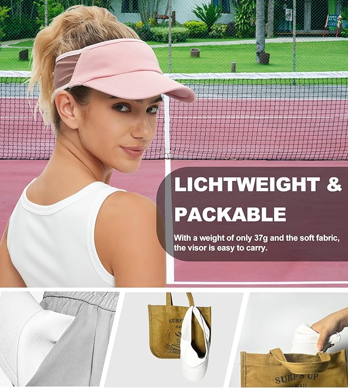 Sun Visor Hats for Men Women Lightweight Portable Stretchy Sun Hat for Running Tennis Golf