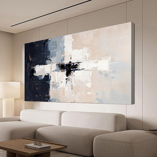Abstract Wall Art Decor Modern Wall Art Pictures for Living Room Black and White Wall Art Decor Abstract Canvas Art Wall Decor Large White Wall Art Prints Artwork for Walls Home Office Decor 24" X 48"