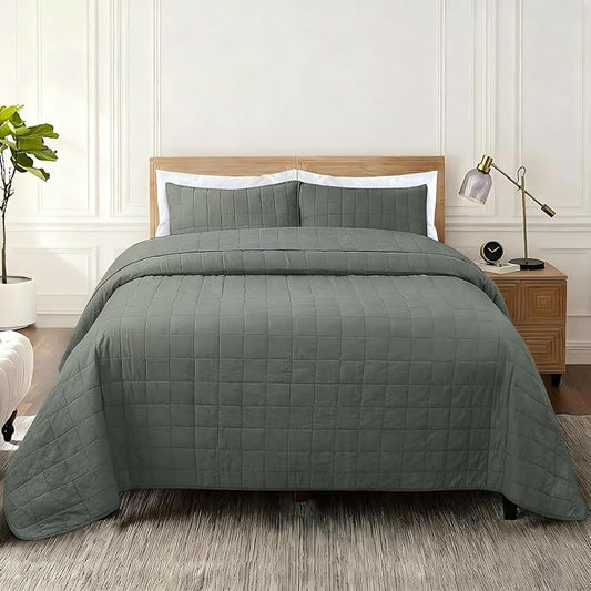 100% Cotton Quilt Sets Oversized King Size - Soft Lightweight Quilt for Bed Bedding Set for Bedroom Decor-Bedspread in Geometric Pattern with 2 Pillow Shams for All Season, 120x120 inches
