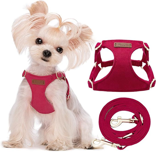Puppytie No Pull XXS Puppy Harness with Multifunction Dog Leash,Soft Adjustable No Choke Escape Proof Pet Harness Vest,red,XXS