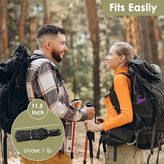 Khulula Windproof Compact Travel Umbrellas for Rain – Easy Auto Open Close, Automatic Durable Waterproof – Backpack, Portable, Lightweight Umbrellas for Travel