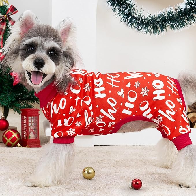 XPUDAC 4 Pack Christmas Dog Pajamas Comfy Dog Clothes for Small Medium Dogs Girl Boy Holiday Pet Outfit Puppy Onesie Cat Pjs Jammies，2XL
