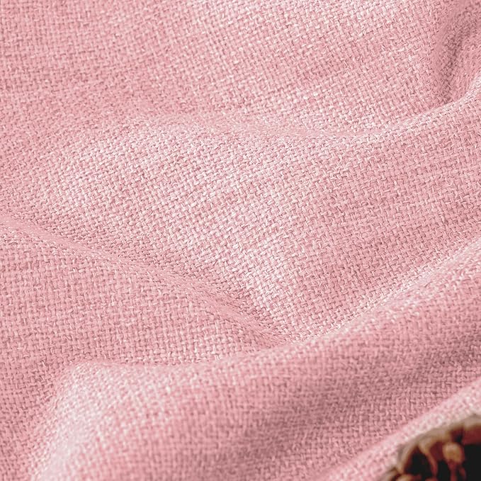 Lajode Baby Pink Linen Blackout Curtains 84 Inch Long for Living Room Narrow Window, 38 Inch Wide Thermal Insulated Light Blocking Small Curtains for Girls Bedroom Kids Nursery, 38x84 Inch 2 Panels