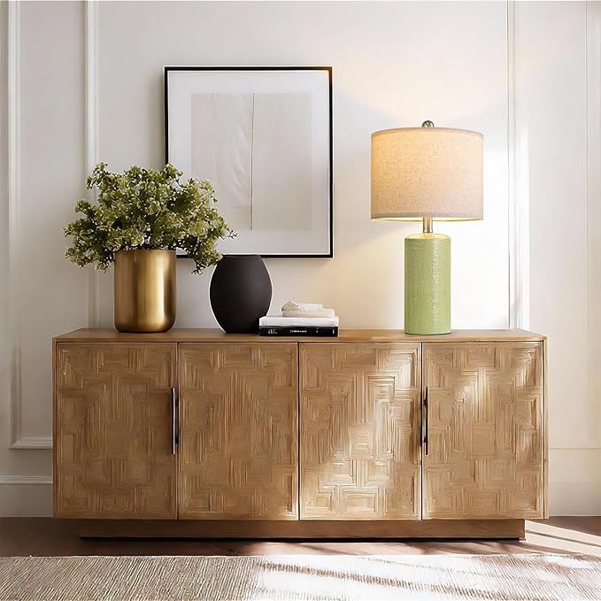 20.5" Small Table Lamps for Living Room Lamp Single Ceramic Lamps for Bedroom Bedside Lamps Modern Boho Lamps for Night Stands Farmhouse Nightstand Lamp Side End Table Lamp, Light Green