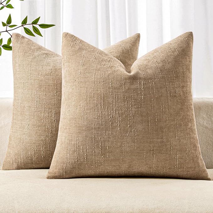 MIULEE Pack of 2 Decorative Throw Pillow Covers Soft Chenille Throw Pillows Solid Textured Cushion Covers for Couch Sofa Bedroom Living Room 22x22 Inch,Starfish