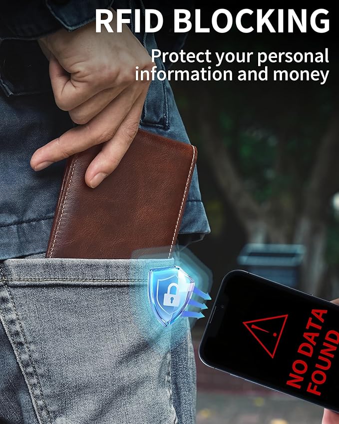 Artpaxy Mens Wallet Bifold Genuine Leather RFID Blocking Wallet for Men with 1 ID Windows 13 Card Holders 2 cash pockets 1 Gift Box