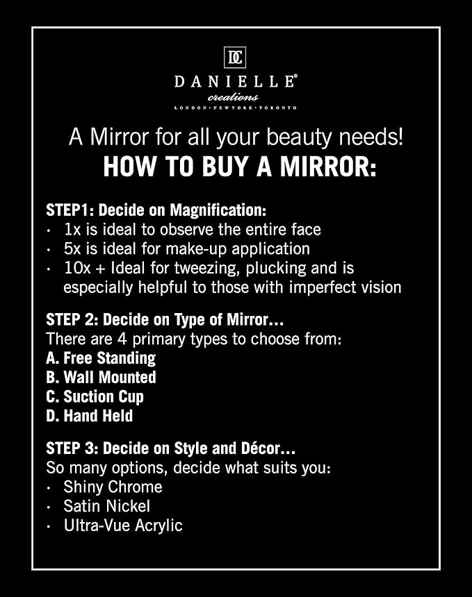 Danielle Creations Oval Soft Touch Vanity Mirror, Black, 1x/7x Magnification Makeup Mirror with Stand, Tabletop & Desk Mirror for Bathroom, Bedroom, Portable Beauty Use