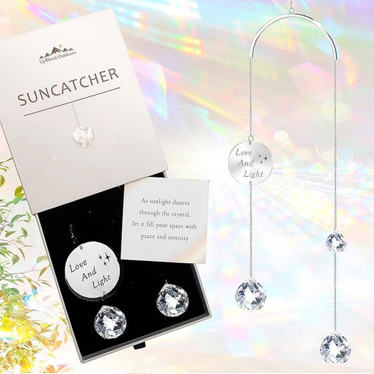 Crystal Suncatcher Rainbow Maker for Windows, Hanging Prism Sun Catcher Creates Stunning Colorful Rainbows, Perfect Home Garden Patio Indoor Outdoor Decor, Gifts for Mom Women