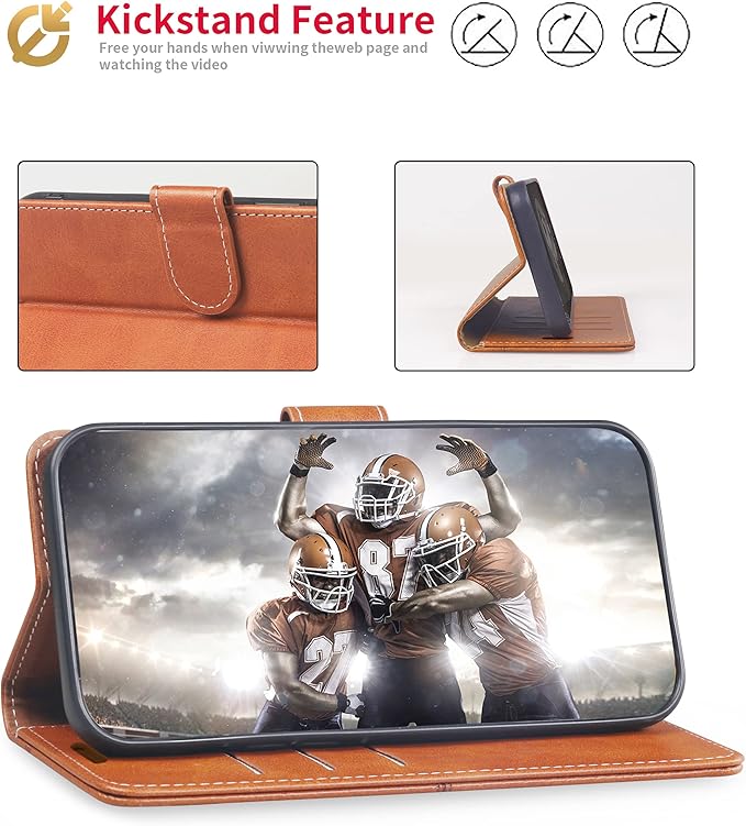 CIVICASE for iPhone 16 Pro Wallet Case,PU Leather Flip Case RFID Blocking Credit Card Holder Folio Magnetic Stand TPU Shockproof Cover Compatible with iPhone 16 Pro, Brown