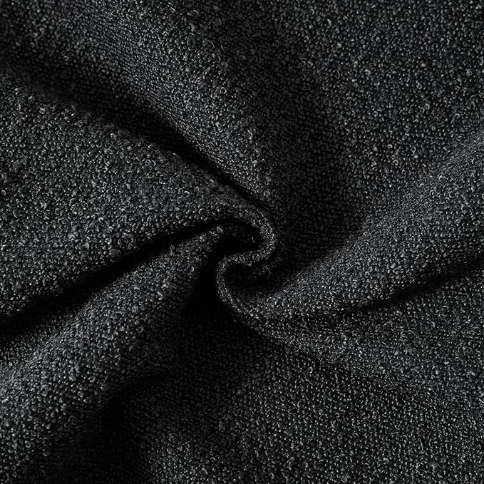 Boucle Decorative Lumbar Pillow Covers for Couch Set of 2, 12x20 inches, Black