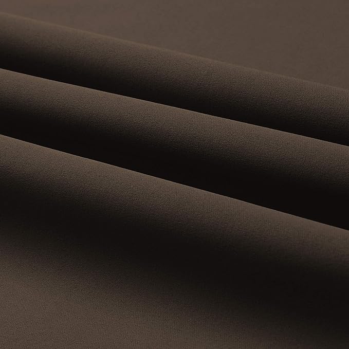 DUALIFE Chocolate Brown Thermal Blackout Curtains for Bedroom -Dark Brown Cafe Curtains 42 x 63 Inches Long Room Darkening Widow Drapes for Living Room 2 Panels, Grommet Top