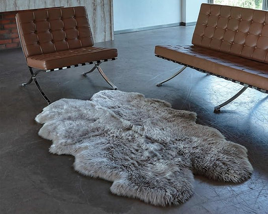 WaySoft New Zealand Sheepskin Area Rug – Genuine Fluffy Wool, Multiple Sizes, Bedroom or Living Room Decor(4ft x 6ft,Grey)