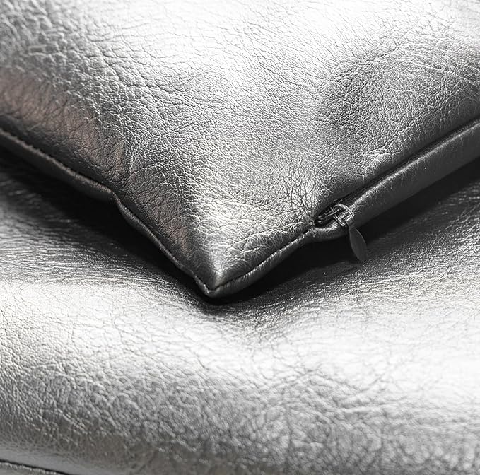 Faux Leather Throw Pillow Cover 18X18 Inch Set of 2 Black Outdoor Modern Farmhouse Solid Decorative Pillow Covers for Room Couch Living Bedroom Bed Sofa