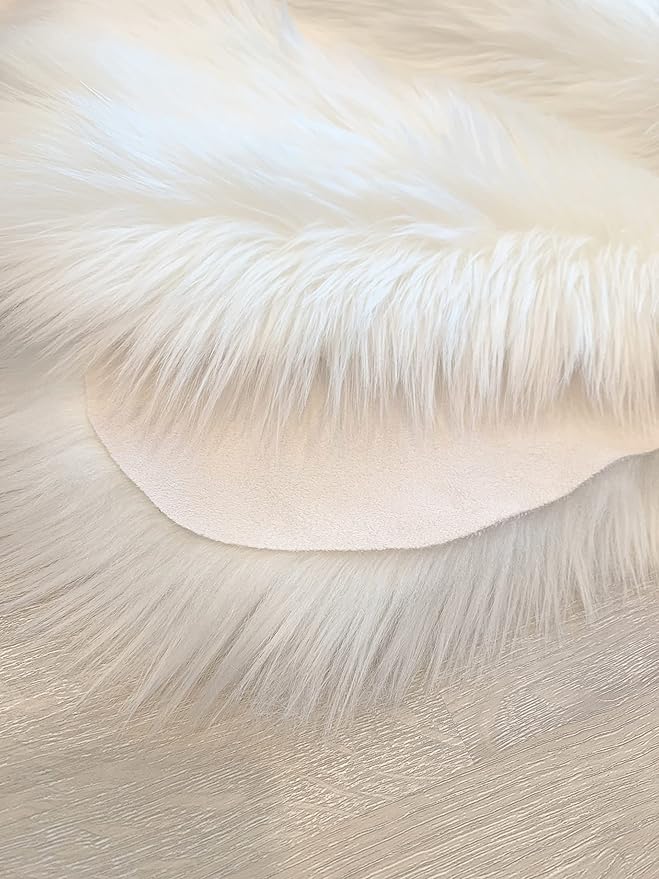 LAMBZY Faux Sheepskin Super Soft Hypoallergenic Silky Shag Rug for Living Room, Kids Room, Sofa (Octo 8 Pelts 6'x8', White)