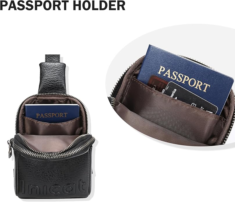 INICAT Travel Small Crossbody Sling Bags Women Cross Body Purses Passport Holder Vegan Leather Fanny Packs Birthday Gifts