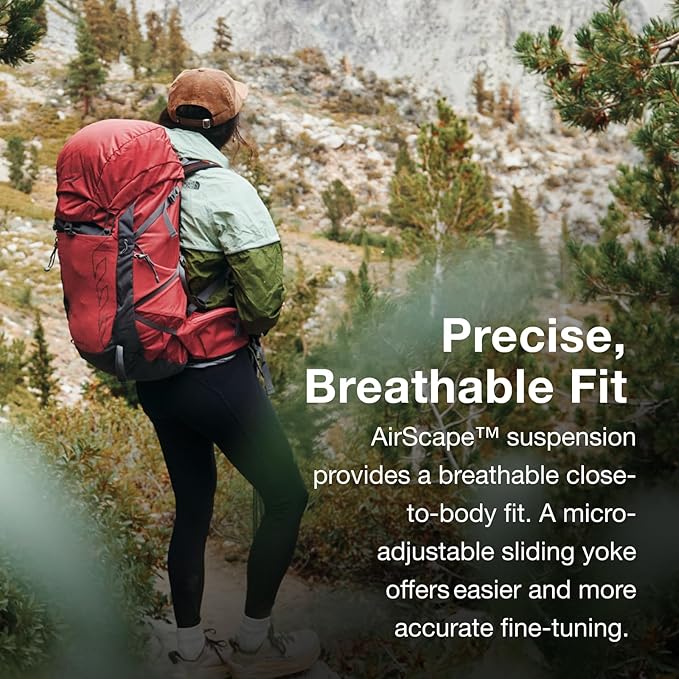 Osprey Tempest 44L Women's Lightweight Hiking Backpack - Daypack for Travel & Camping, Red Pampas/Coal Grey, XS/S