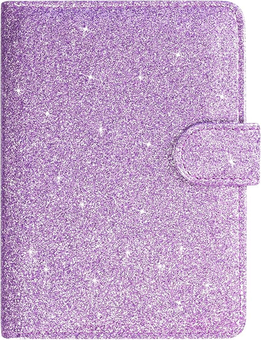 ACdream Unisex Faux Leather Passport and Vaccine Card Holder, Glitter Purple, RFID Blocking, Protects Valuable Information