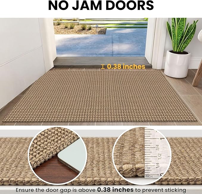 IOHOUZE Washable Runner Rug 2x5 Non Slip Rubber Backed Runners for Hallways Entryway Runner Indoor, Throw Rug Woven Cotton Floor Carpet for Hall Entrance Bedroom, Orange/Tan/Brown