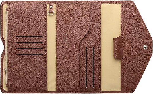 Vintage Style Genuine Leather Unisex RFID Blocking Passport Holder Travel Organizer