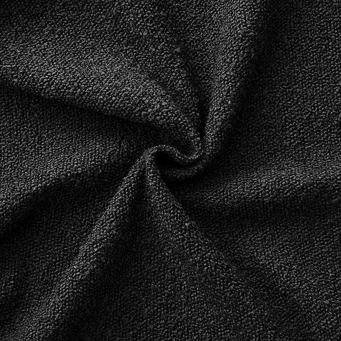 ANRODUO Pack of 2 Textured Boucle Throw Pillow Covers Soft Black Euro Decorative Accent Solid Pillow Cases Cozy Modern Couch Cushion Case for Chair Sofa Bedroom Living Room Home Decor, 24 x 24 Inch