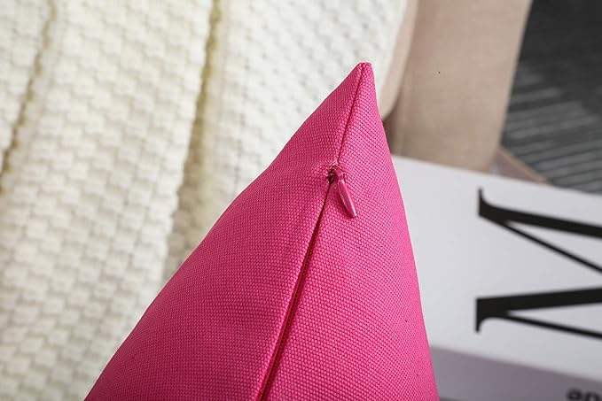 TangDepot Handmade Decorative Solid 100% Cotton Canvas Throw Pillow Covers /Pillow Shams, (18" x18" , Hot Pink, 1 Count (Pack of 1))