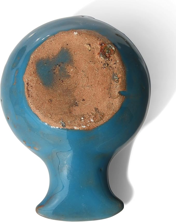 Herodian Blue Glazed Oil Lamp with Handle – Authentic Biblical Clay Candle Holder Replica from The Holy Land - Handmade Judaica & Christian Faith Gift with Certificate of Authenticity