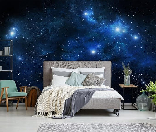 Galaxy Cosmic Wallpaper for Ceiling Night Sky with Stars and Nebula Wall Mural Living Room Bedroom（Not Peel and Stick）