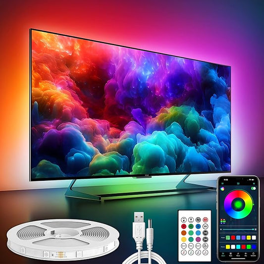Maylit ICRGB TV LED Backlight, App Control Lights for 76-100in Monitor, Music Sync Color Changing Strip Lights for Home Decor, USB Powered Gaming Accessories Light for Bedroom Room Decor