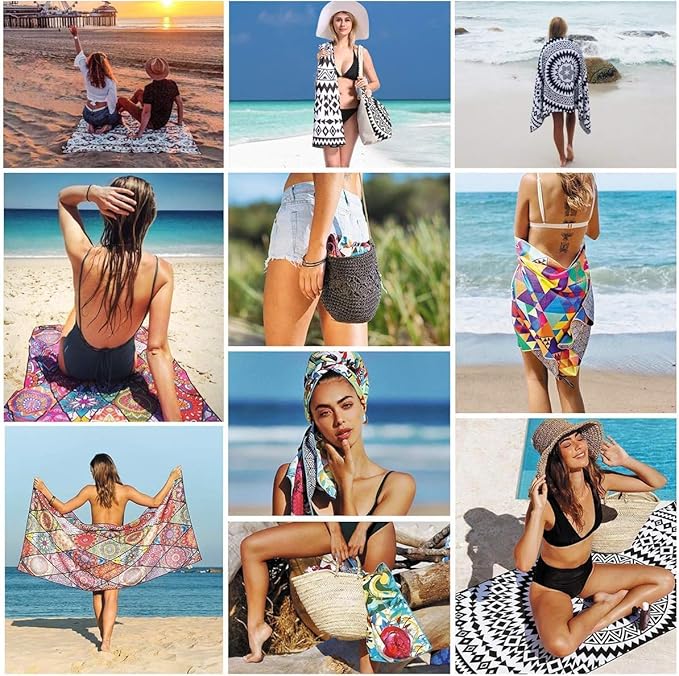 Genovega 2 Packs Oversized Terry Beach Towel 36 x 72 in Soft Extra Large Long Pool Swim Towels Clearance XL Big Travel Blanket Must Haves Vacation for Adult Essentials