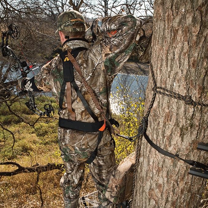 MUDDY Safeguard Youth Combo Safeguard Harness, Lineman's Rope, Tree Strap, Suspension Relief Strap, & Carabiner Super Light Easy-to-Use 360-degree Movement Outdoor Hunting Tree Climbing Gear