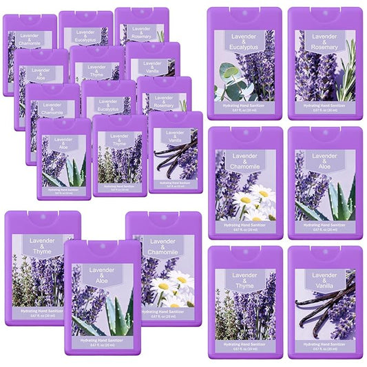 24 Pack Hand Sanitizer Spray Lavender Scented Hydrating Hand Sanitizer Travel Size Portable Cleans Hands Sanitizing for Travel Adults Office Team Family School