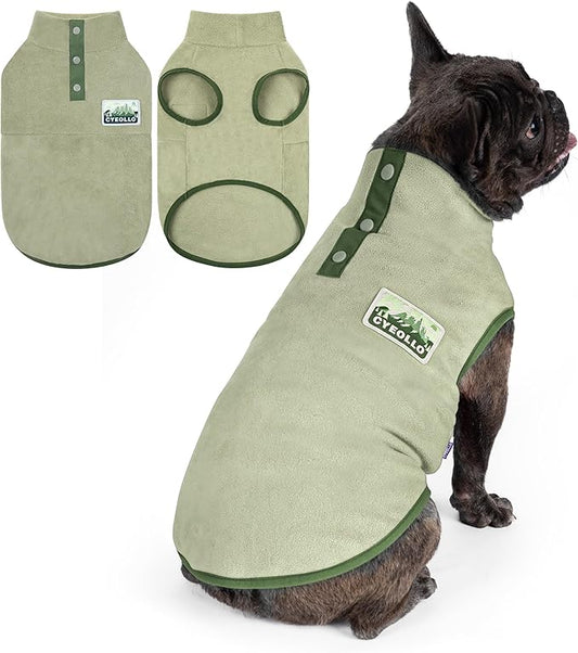 cyeollo Dog Sweaters for Medium Dogs, Turtleneck Stretchy Pullover Fleece Dog Jacket, Warm Lightweight Coat Winter Pet Clothes, Green XL