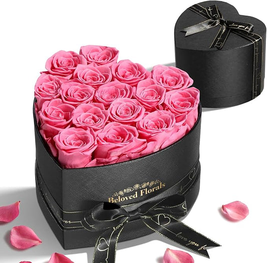 16 Preserved Flowers Rose Birthday Gifts for Women Her Mom Wife Girlfriend Grandma on Valentines Mothers Day Christmas Anniversary Romantic(Pink)