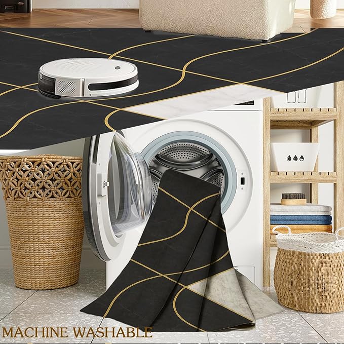Geometric Marble Rug - 3x4 Rug, Abstract Lines Outdoor Rugs, Luxury Marble Entryway Rugs, Washable & Non Slip Carpet Home Decor