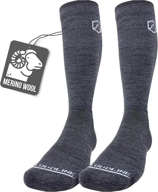 CloudLine - Merino Wool Graduated Compression Socks for Men and Women - Ultralight, Moisture Wicking, Made in USA - 1 Pair