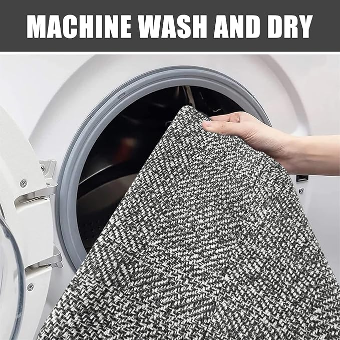 Collive Long Hallway Runner - 2.6' x 10', Washable Indoor Entryway Rug, Grey/Cream Braided Woven Kitchen Rugs, Low-Profile Front Door Floor Carpet for Laundry Room, Bedroom Doorway
