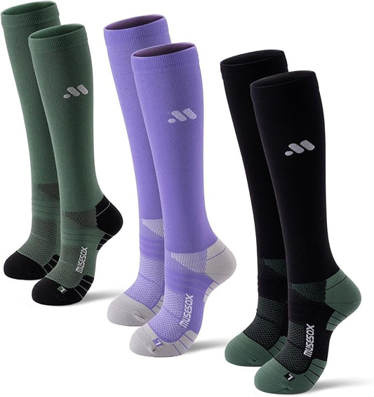 Compression Socks for Women and Men,Knee High 15-20mmHg Graduated Circulation Support(3 Pairs)for Nurses,Pregnant,Travel