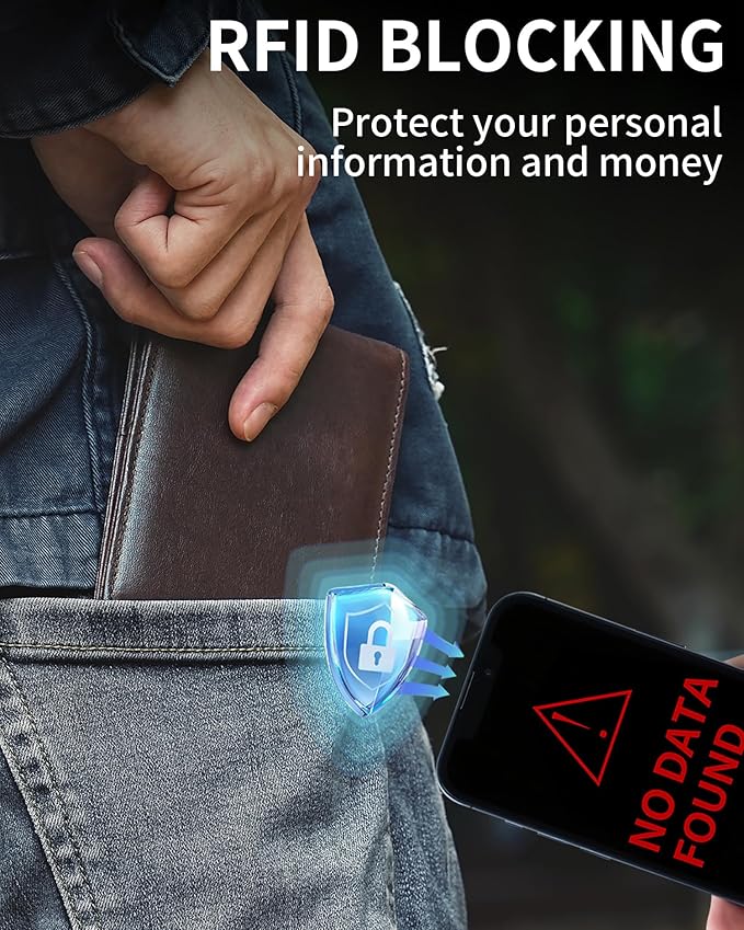 Artpaxy Mens Wallet Bifold Genuine Leather RFID Blocking Wallet for Men with 2 ID Windows 12 Card Holders 2 cash pockets 1 Gift Box